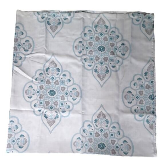 Morrocan Style Floral Pattern Polyester Fabric Shower Curtain, 72x72, Blue/White - Picture 2 of 12